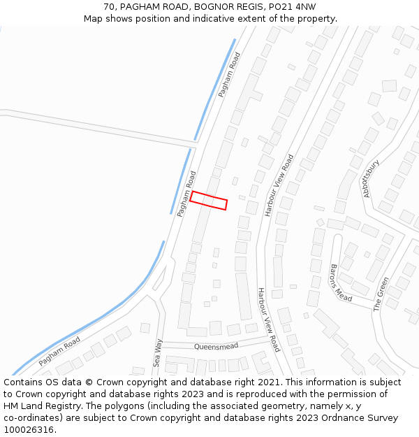 70, PAGHAM ROAD, BOGNOR REGIS, PO21 4NW: Location map and indicative extent of plot