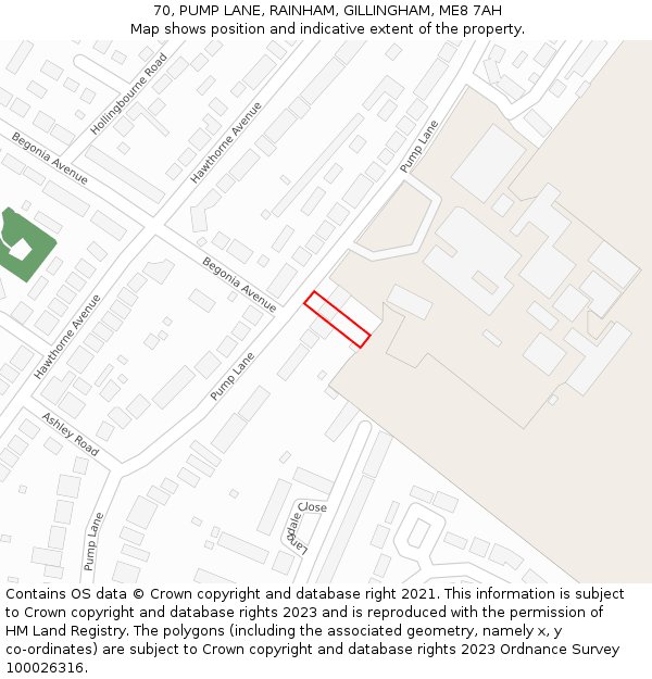 70, PUMP LANE, RAINHAM, GILLINGHAM, ME8 7AH: Location map and indicative extent of plot