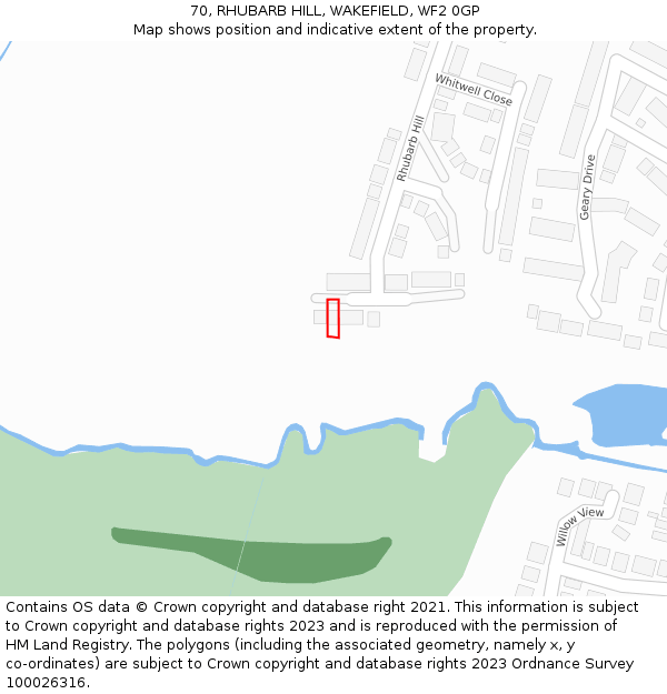 70, RHUBARB HILL, WAKEFIELD, WF2 0GP: Location map and indicative extent of plot