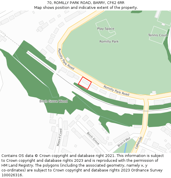 70, ROMILLY PARK ROAD, BARRY, CF62 6RR: Location map and indicative extent of plot