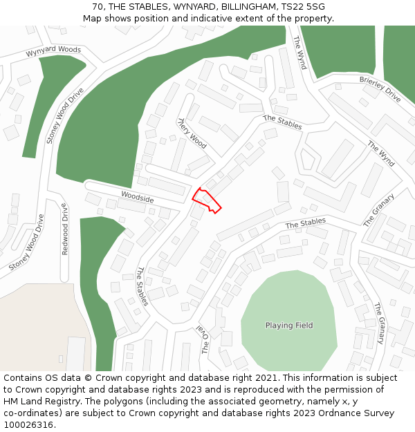 70, THE STABLES, WYNYARD, BILLINGHAM, TS22 5SG: Location map and indicative extent of plot