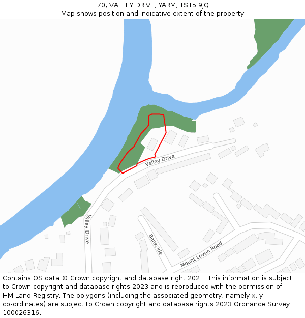 70, VALLEY DRIVE, YARM, TS15 9JQ: Location map and indicative extent of plot