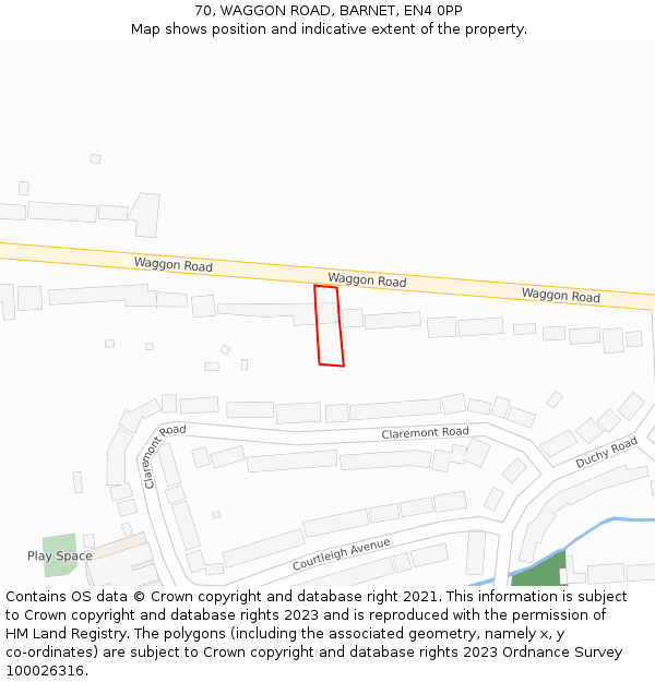 70, WAGGON ROAD, BARNET, EN4 0PP: Location map and indicative extent of plot