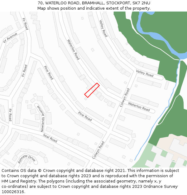 70, WATERLOO ROAD, BRAMHALL, STOCKPORT, SK7 2NU: Location map and indicative extent of plot