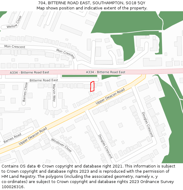 704, BITTERNE ROAD EAST, SOUTHAMPTON, SO18 5QY: Location map and indicative extent of plot