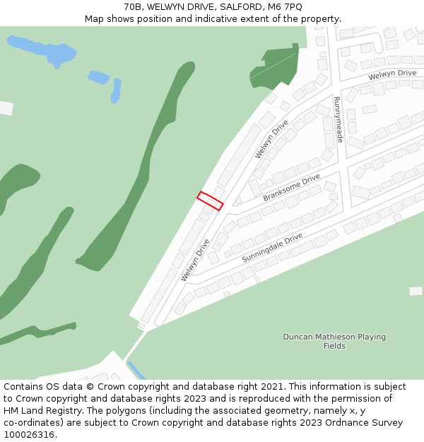 70B, WELWYN DRIVE, SALFORD, M6 7PQ: Location map and indicative extent of plot