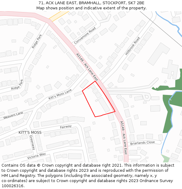 71, ACK LANE EAST, BRAMHALL, STOCKPORT, SK7 2BE: Location map and indicative extent of plot