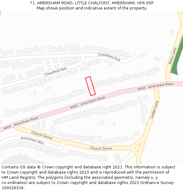 71, AMERSHAM ROAD, LITTLE CHALFONT, AMERSHAM, HP6 6SP: Location map and indicative extent of plot