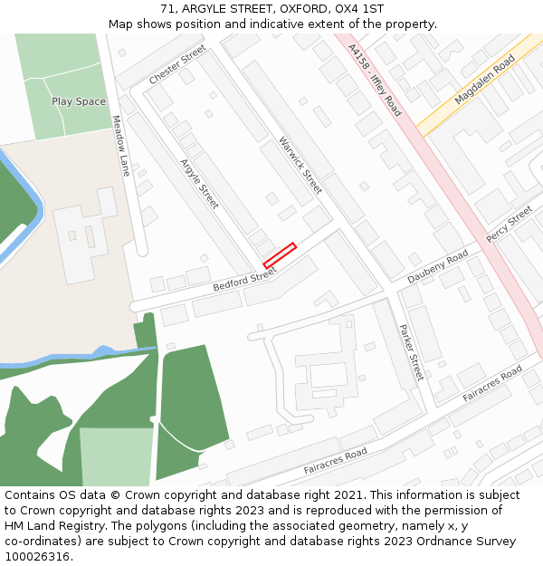 71, ARGYLE STREET, OXFORD, OX4 1ST: Location map and indicative extent of plot