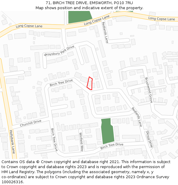 71, BIRCH TREE DRIVE, EMSWORTH, PO10 7RU: Location map and indicative extent of plot