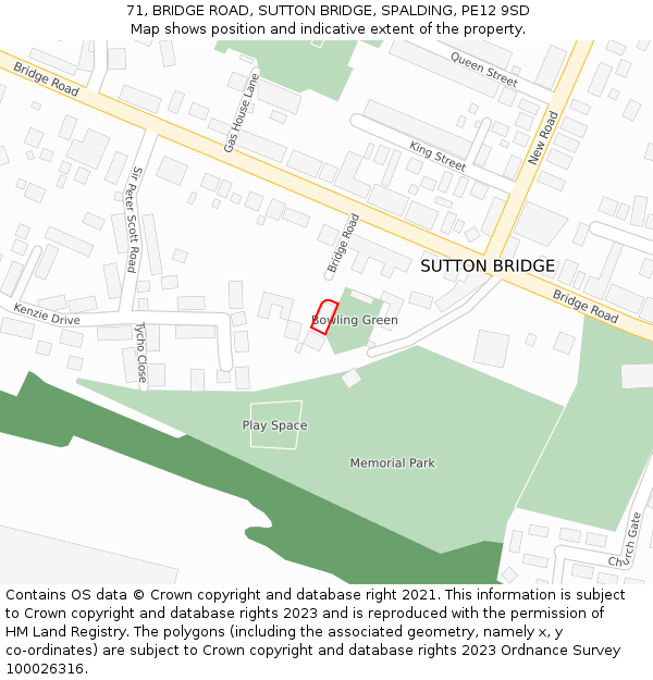 71, BRIDGE ROAD, SUTTON BRIDGE, SPALDING, PE12 9SD: Location map and indicative extent of plot