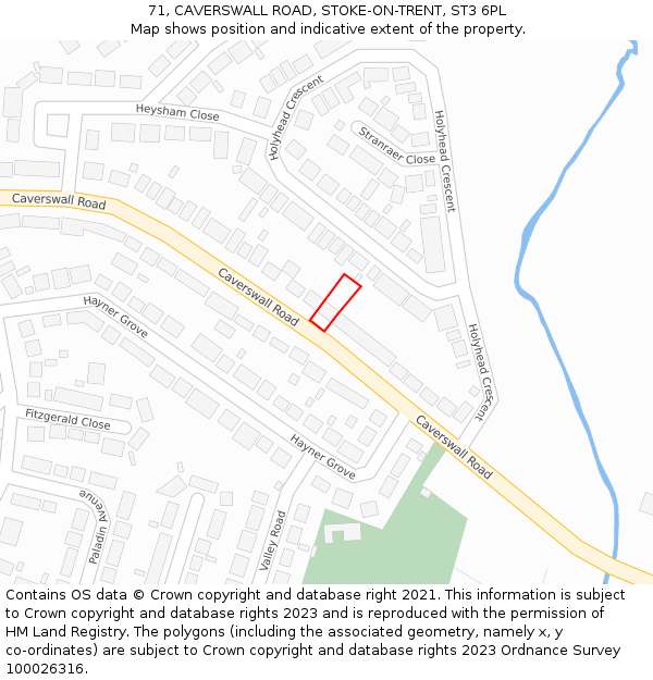 71, CAVERSWALL ROAD, STOKE-ON-TRENT, ST3 6PL: Location map and indicative extent of plot