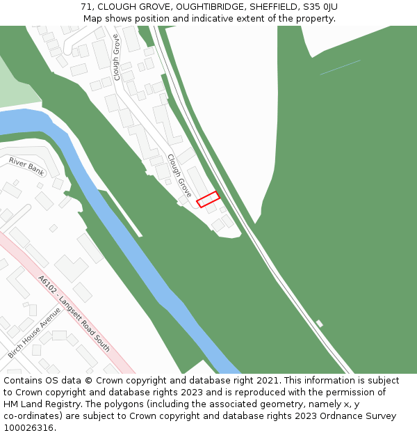71, CLOUGH GROVE, OUGHTIBRIDGE, SHEFFIELD, S35 0JU: Location map and indicative extent of plot