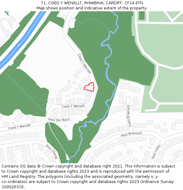 71, COED Y WENALLT, RHIWBINA, CARDIFF, CF14 6TN: Location map and indicative extent of plot