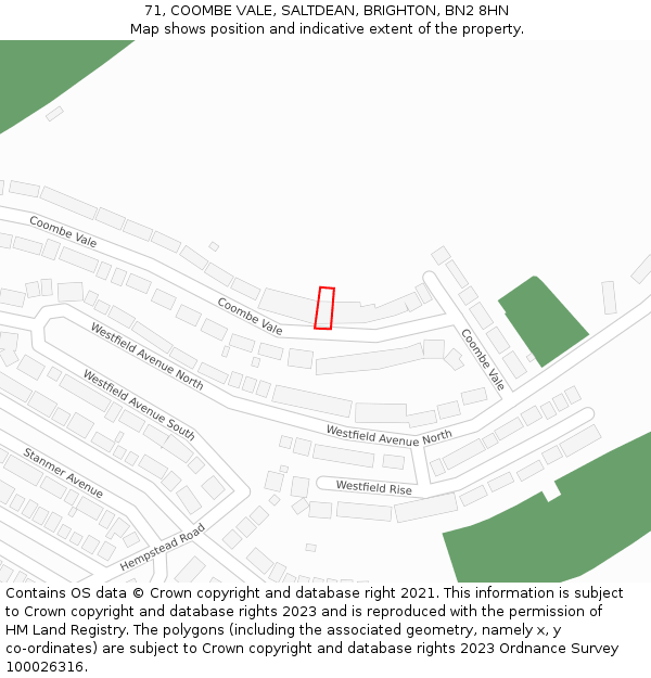 71, COOMBE VALE, SALTDEAN, BRIGHTON, BN2 8HN: Location map and indicative extent of plot