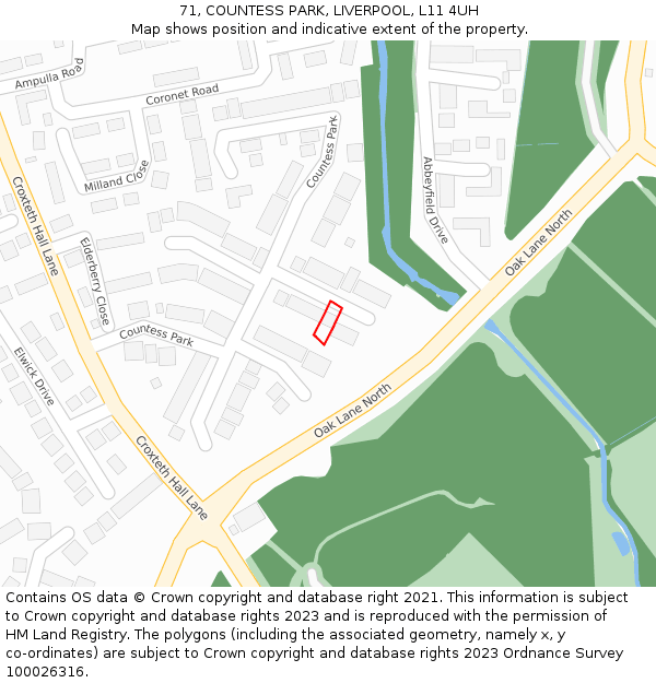 71, COUNTESS PARK, LIVERPOOL, L11 4UH: Location map and indicative extent of plot