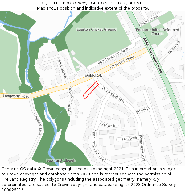 71, DELPH BROOK WAY, EGERTON, BOLTON, BL7 9TU: Location map and indicative extent of plot