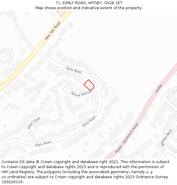 71, EARLY ROAD, WITNEY, OX28 1ET: Location map and indicative extent of plot
