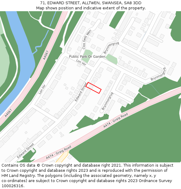71, EDWARD STREET, ALLTWEN, SWANSEA, SA8 3DD: Location map and indicative extent of plot