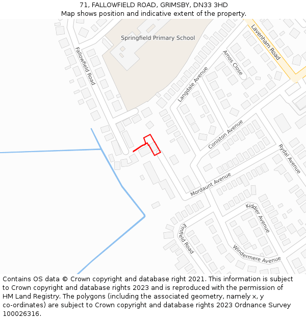 71, FALLOWFIELD ROAD, GRIMSBY, DN33 3HD: Location map and indicative extent of plot