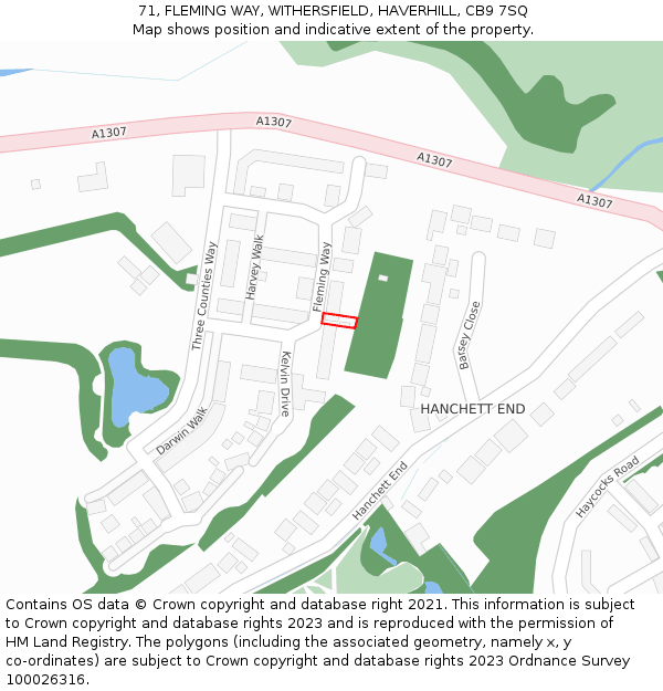 71, FLEMING WAY, WITHERSFIELD, HAVERHILL, CB9 7SQ: Location map and indicative extent of plot