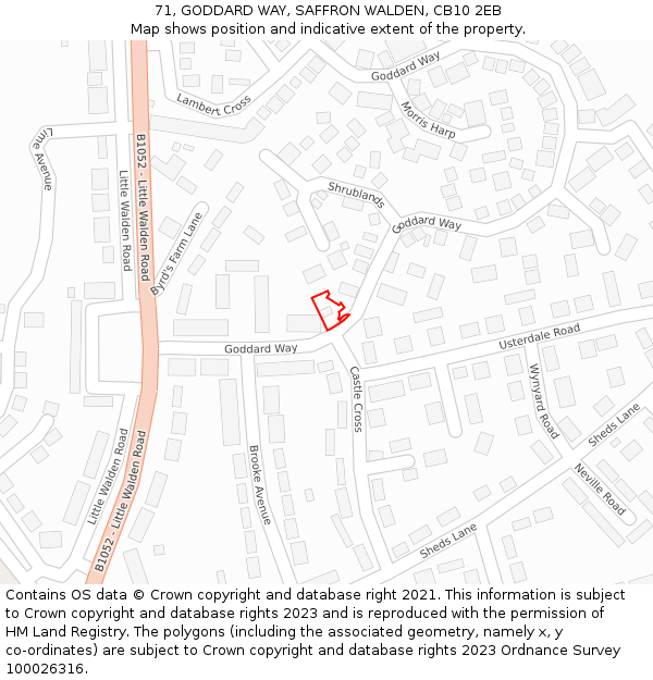 71, GODDARD WAY, SAFFRON WALDEN, CB10 2EB: Location map and indicative extent of plot