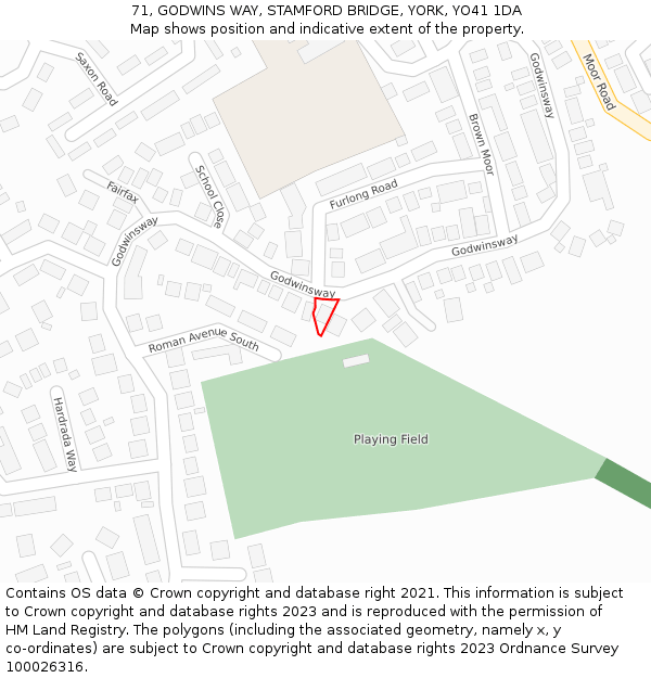 71, GODWINS WAY, STAMFORD BRIDGE, YORK, YO41 1DA: Location map and indicative extent of plot