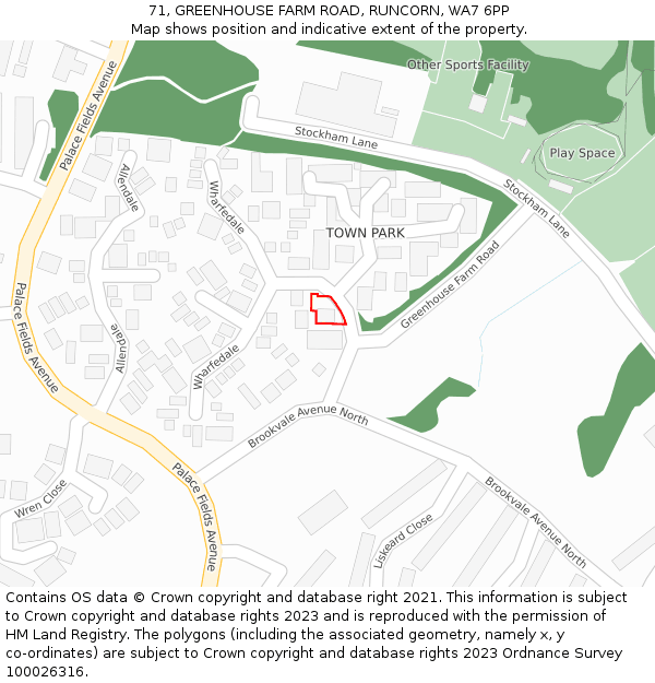 71, GREENHOUSE FARM ROAD, RUNCORN, WA7 6PP: Location map and indicative extent of plot