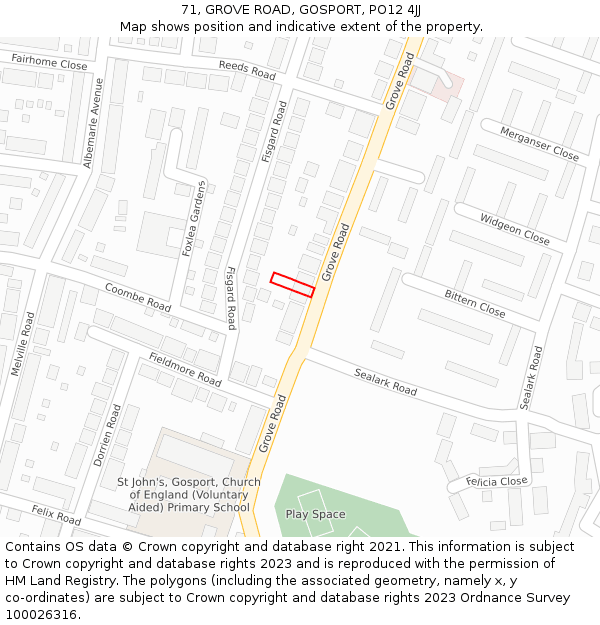 71, GROVE ROAD, GOSPORT, PO12 4JJ: Location map and indicative extent of plot