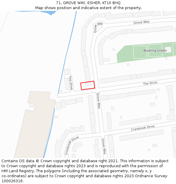 71, GROVE WAY, ESHER, KT10 8HQ: Location map and indicative extent of plot