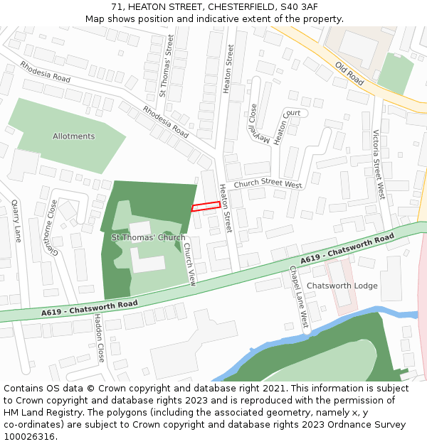 71, HEATON STREET, CHESTERFIELD, S40 3AF: Location map and indicative extent of plot