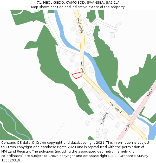 71, HEOL GIEDD, CWMGIEDD, SWANSEA, SA9 1LP: Location map and indicative extent of plot