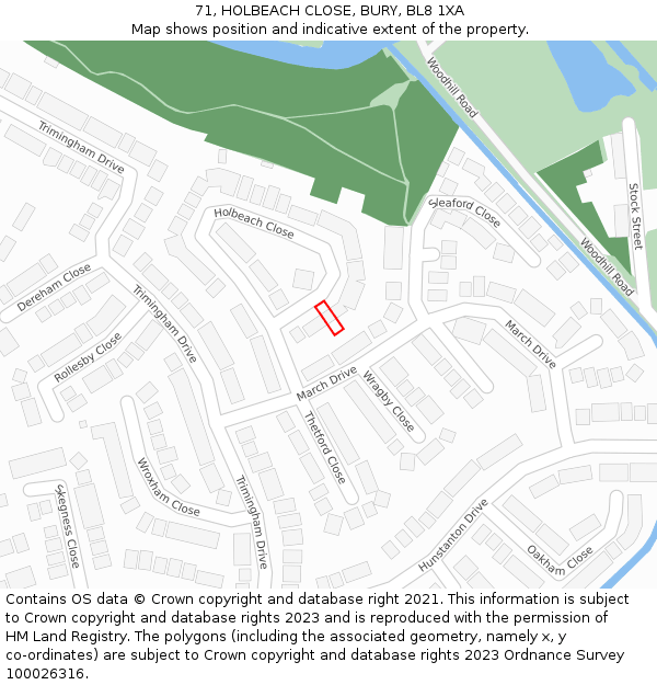 71, HOLBEACH CLOSE, BURY, BL8 1XA: Location map and indicative extent of plot