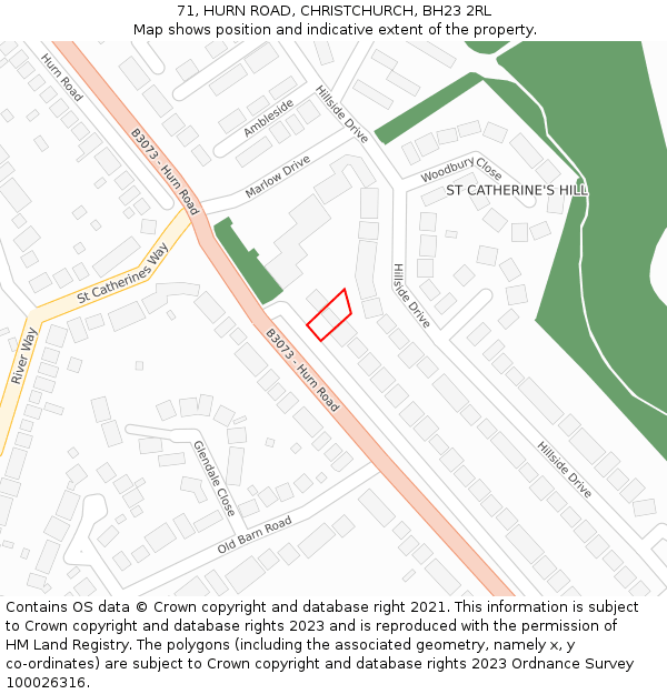 71, HURN ROAD, CHRISTCHURCH, BH23 2RL: Location map and indicative extent of plot