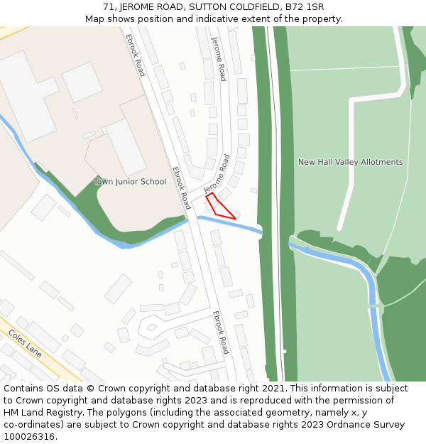 71, JEROME ROAD, SUTTON COLDFIELD, B72 1SR: Location map and indicative extent of plot