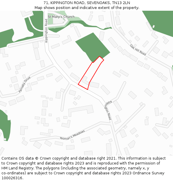 71, KIPPINGTON ROAD, SEVENOAKS, TN13 2LN: Location map and indicative extent of plot