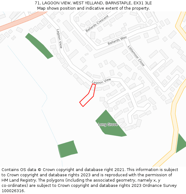 71, LAGOON VIEW, WEST YELLAND, BARNSTAPLE, EX31 3LE: Location map and indicative extent of plot