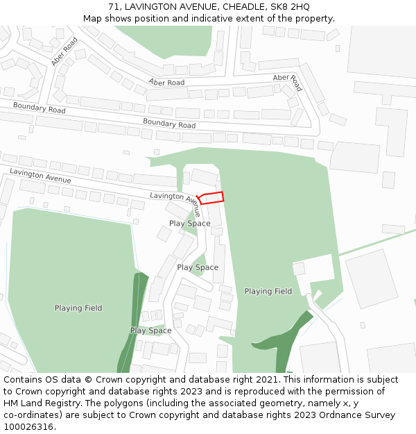 71, LAVINGTON AVENUE, CHEADLE, SK8 2HQ: Location map and indicative extent of plot