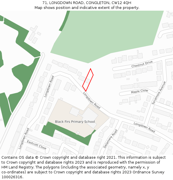 71, LONGDOWN ROAD, CONGLETON, CW12 4QH: Location map and indicative extent of plot