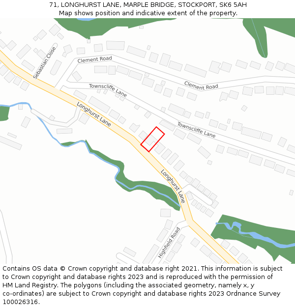 71, LONGHURST LANE, MARPLE BRIDGE, STOCKPORT, SK6 5AH: Location map and indicative extent of plot