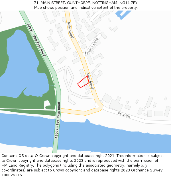 71, MAIN STREET, GUNTHORPE, NOTTINGHAM, NG14 7EY: Location map and indicative extent of plot