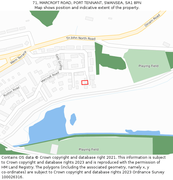 71, MARCROFT ROAD, PORT TENNANT, SWANSEA, SA1 8PN: Location map and indicative extent of plot