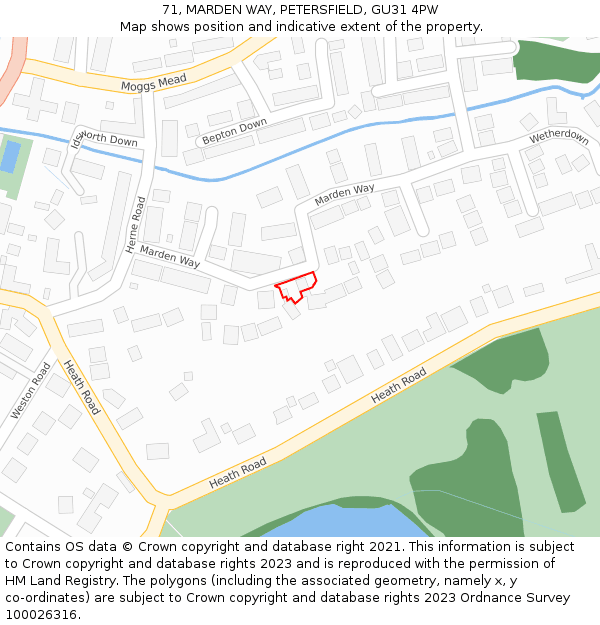 71, MARDEN WAY, PETERSFIELD, GU31 4PW: Location map and indicative extent of plot