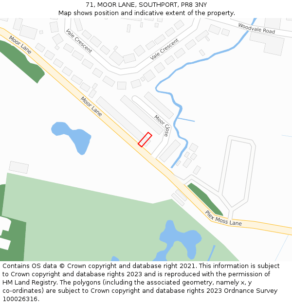 71, MOOR LANE, SOUTHPORT, PR8 3NY: Location map and indicative extent of plot