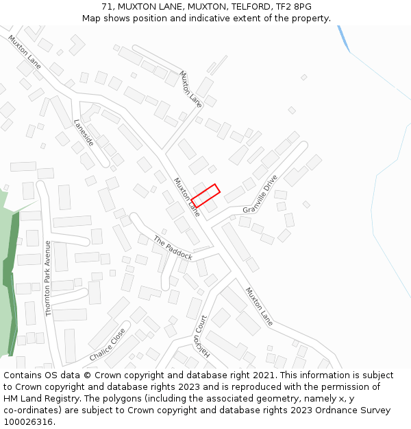 71, MUXTON LANE, MUXTON, TELFORD, TF2 8PG: Location map and indicative extent of plot