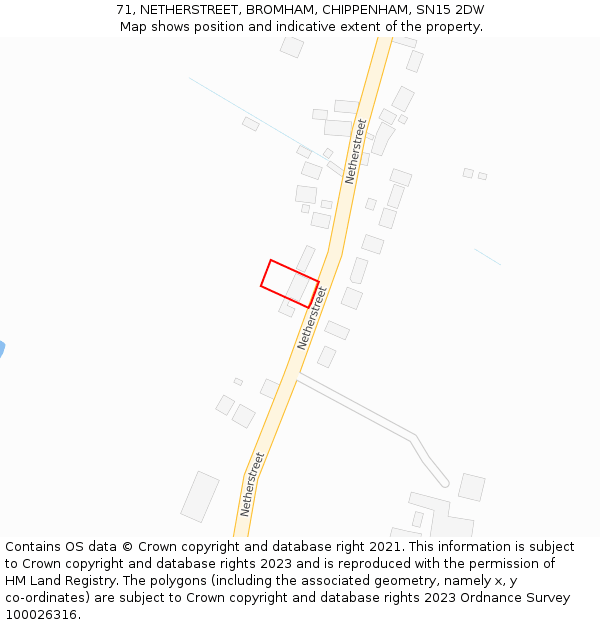 71, NETHERSTREET, BROMHAM, CHIPPENHAM, SN15 2DW: Location map and indicative extent of plot