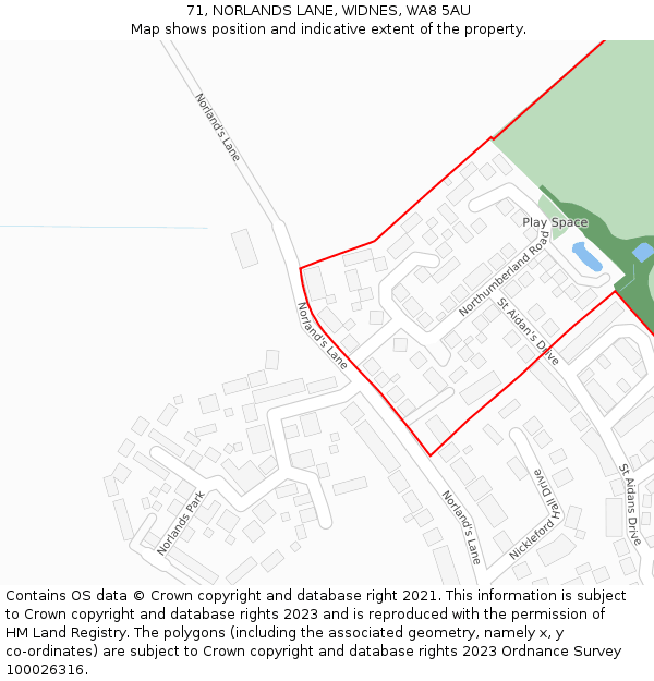 71, NORLANDS LANE, WIDNES, WA8 5AU: Location map and indicative extent of plot