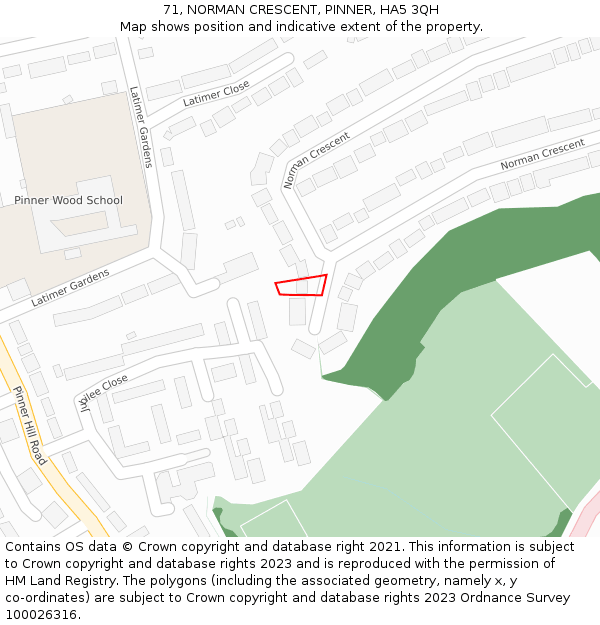 71, NORMAN CRESCENT, PINNER, HA5 3QH: Location map and indicative extent of plot