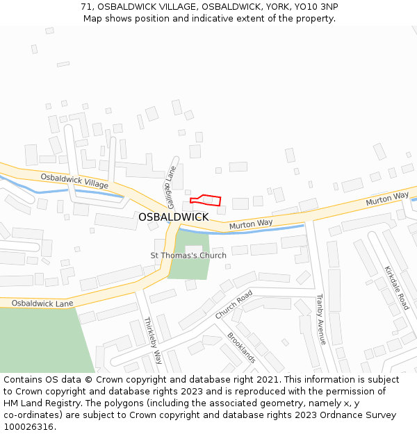 71, OSBALDWICK VILLAGE, OSBALDWICK, YORK, YO10 3NP: Location map and indicative extent of plot