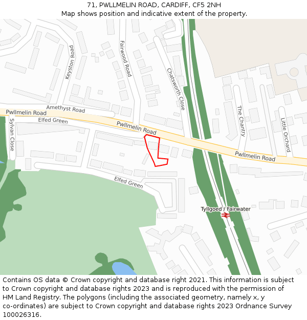 71, PWLLMELIN ROAD, CARDIFF, CF5 2NH: Location map and indicative extent of plot